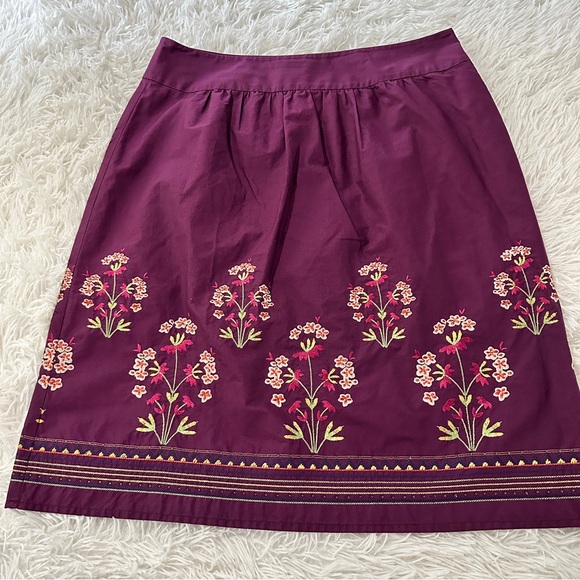 Talbots Petites Embroidered A-Line Skirt Size 10P 100% Cotton Cottagecore - Picture 3 of 14